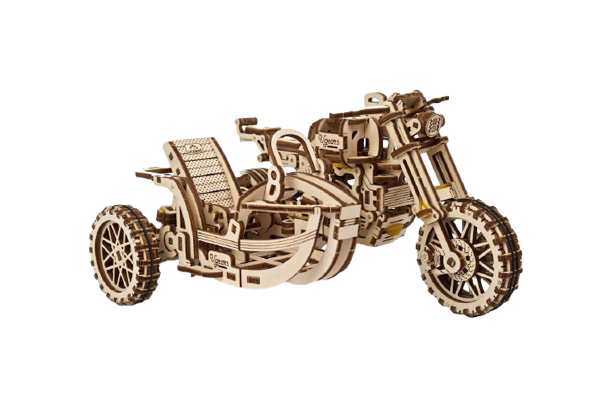 UGEARS I Scrambler - Motorrad mit Beiwagen I 3D Holzpuzzle